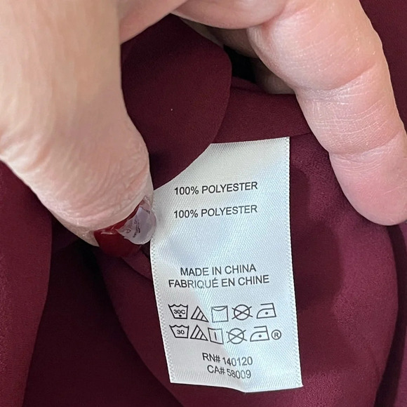Maette Burgundy Polyester Drop Shoulder Blouse Women’s Size Small - Picture 9 of 13